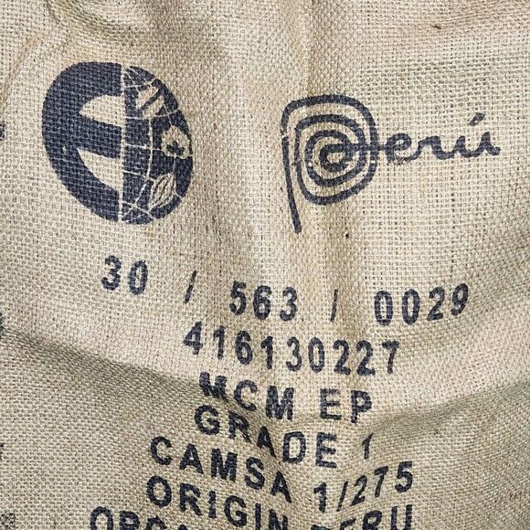 Peru Coffee Bag Large Jute Coffee Bag Wall Hanging - Picture 3 of 6